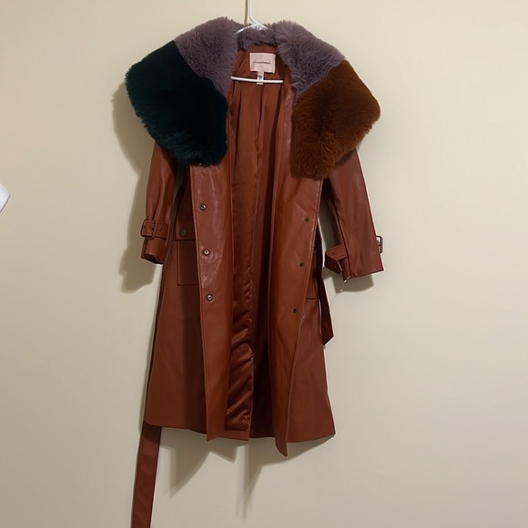 Hutch Anthropologie Bowie Faux Fur Coat Jacket in orange size XXS NWOT - Picture 2 of 11